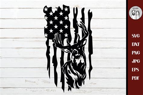 Deer Hunting American Flag SVG