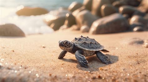 Premium AI Image | Baby turtle on the beach