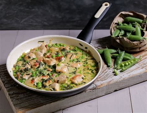 Chicken Braised with Garden Peas & Crème Fraîche Recipe | Abel & Cole