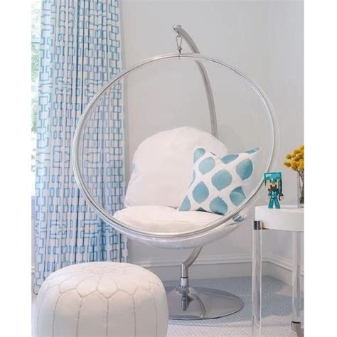 Clear Bubble Chair with Chrome "C" Stand and White Cushions | Clear Home Design | Bubble chair ...