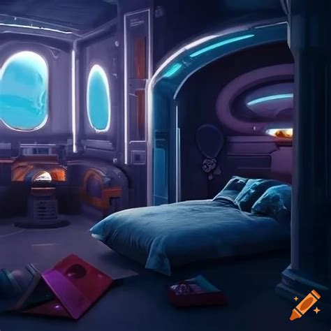 Sci-fi themed bedroom interior on Craiyon