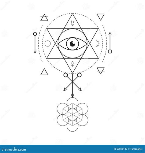 Symbol Of Alchemy And Sacred Geometry. Three Primes: Spirit, Soul, Body And 4 Basic Elements ...