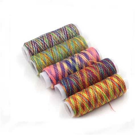 5Pcs/set Rainbow Color Sewing Thread Hand Quilting Embroidery Sewing Thread for Home DIY Sewing ...