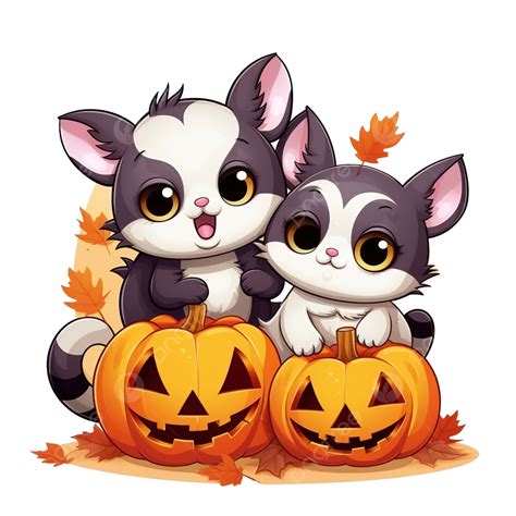 Happy Halloween Cartoon Cute Cat Rat And Panda In Pumpkins, Mouse Cartoon, Cat Character, Cat ...