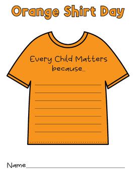 Orange Shirt Day Kindergarten Writing Templates Activities | Every Child Matters