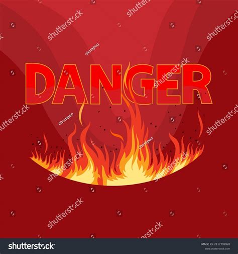 Danger Text Fire On Black Background Stock Vector (Royalty Free ...