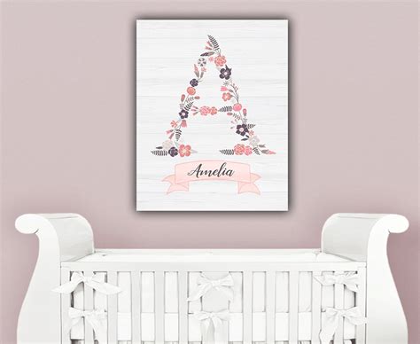 Baby Girl Nursery Wall Decor Baby Name Wall by SoulStudioPrints