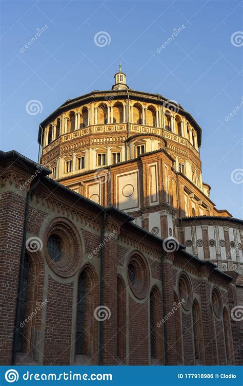 Church of Santa Maria Delle Grazie in Milan, Italy. Dome Stock Photo - Image of religious ...