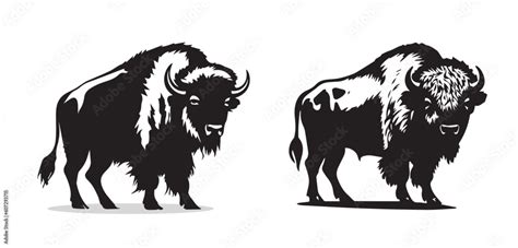 Set of American Bison Silhouettes. Vector Image Stock Vector | Adobe Stock