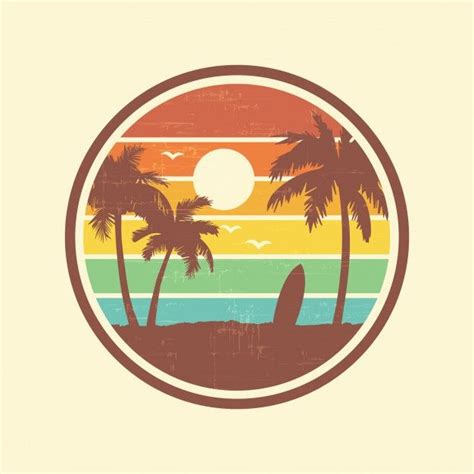 Premium Vector | Surf beach landscape | Carteles de surf, Logotipo de surf, Arte del surf