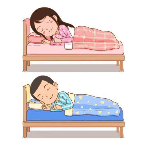 personaje de dibujos animados de niño y niña durmiendo en la cama. 4903241 Vector en Vecteezy