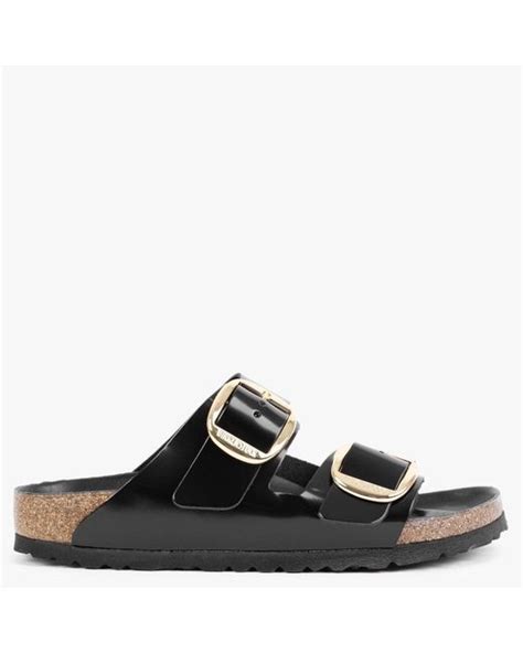 Birkenstock Arizona Big Buckle Black Patent Leather Two Bar Mules - Lyst