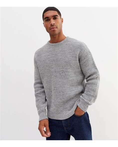 New Look Synthetic Men's Tuck Stitch Crew Jumper in Grey (Grey) for Men | Lyst UK