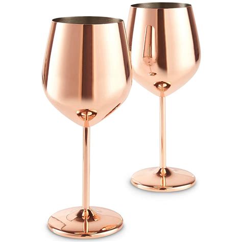 VonShef Copper Stainless Steel Wine Glasses Set | Last-Minute Gifts ...