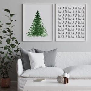 Fa La La La La Christmas Song Print Christmas Tree Print Christmas Print Bundle Winter Wall Art ...