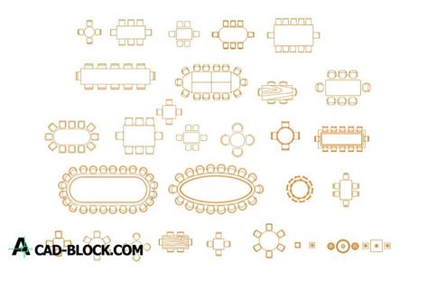 CAD Blocks tables dining room DWG - Free CAD Blocks