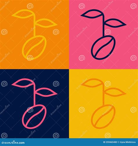 Pop Art Line Coffee Beans Icon Isolated on Color Background. Vector Stock Illustration ...