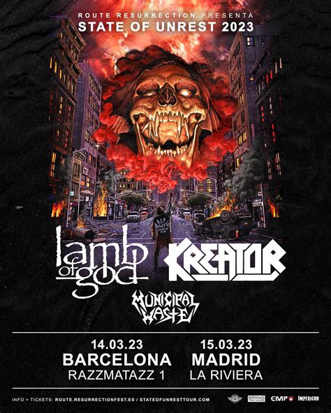 Kreator y Lamb Of God, nuevos horarios para sus conciertos en España ...