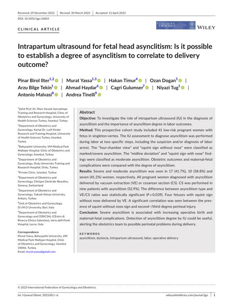 (PDF) Intrapartum ultrasound for fetal head asynclitism: Is it possible to establish a degree of ...