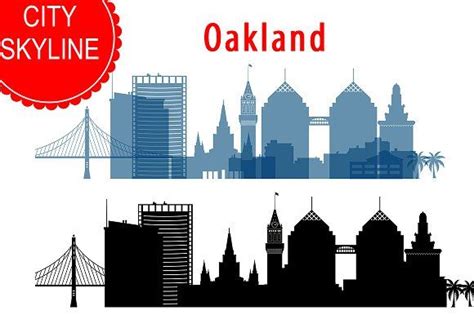 Oakland Skyline Vector, Ai, Svg, Eps | City skyline silhouette, Skyline ...