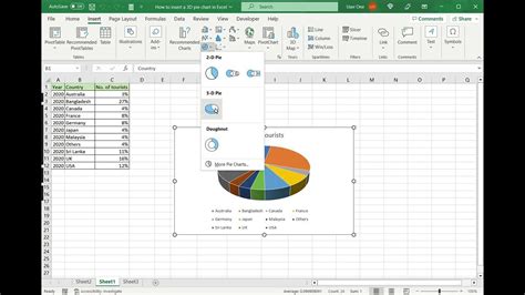 How to insert a 3D pie chart in Excel - YouTube