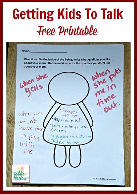 Getting Kids To Talk with Free Printable - Kiddie Matters | Counseling kids, Therapy worksheets ...
