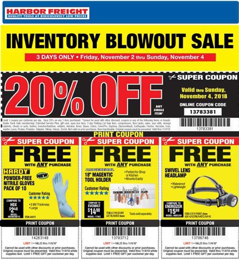 Harbor Freight coupons - 20% off a single item today at