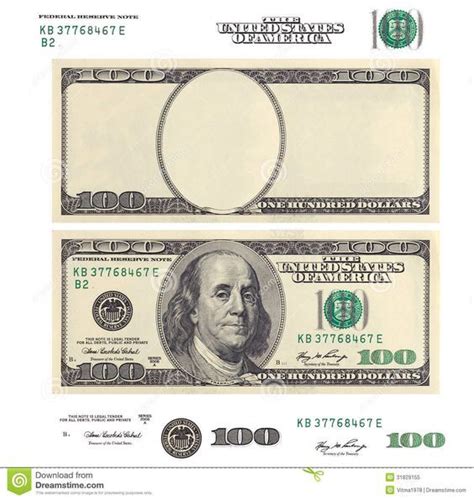 Photo about Clear 100 dollar banknote template and elements. See my ...