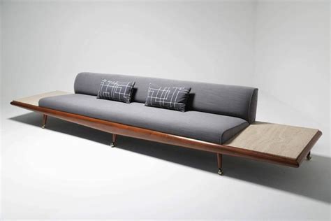 Mid-Century Sofa with Travertine Side Tables by Adrian Pearsall at 1stdibs