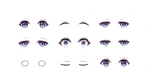 Premium Vector | Anime manga boy expressions eyes set