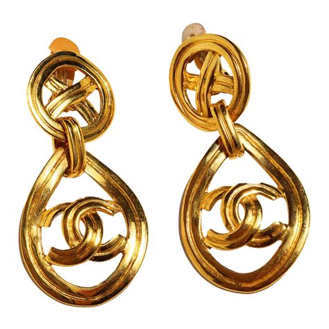 Chanel vintage dangling logo earrings 1996P at 1stdibs