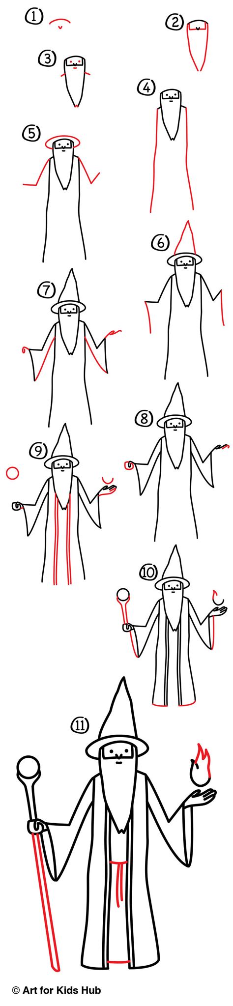 How To Draw A Wizard - Art For Kids Hub - | Art for kids hub, Easy art lessons, Wizard drawings