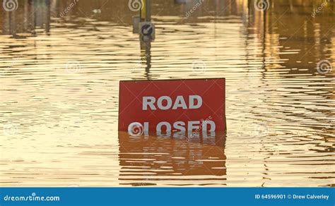 Road Closed, due to floods stock image. Image of natural - 64596901