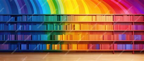 Premium AI Image | Rainbow Bookshelf For A Vibrant Home Library Background