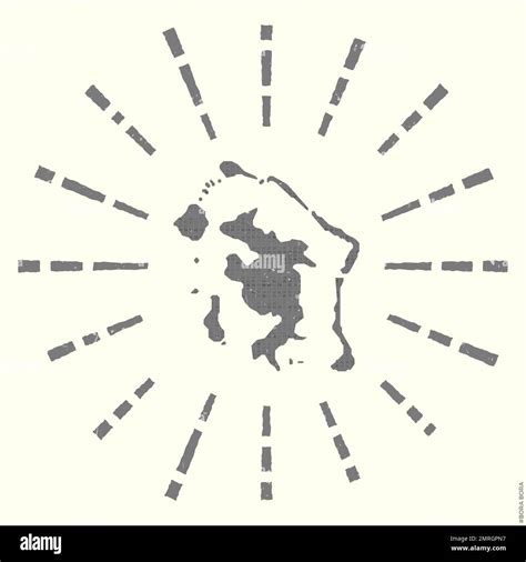 Bora Bora Logo. Grunge sunburst poster with border map. Shape of Bora Bora filled with hex ...