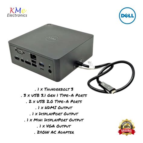 Dell Business TB16 Thunderbolt Dock, Dell K16A001, Dell K16A, Docking Station with up to 130W ...