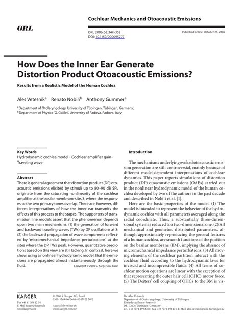 (PDF) Physical mechanisms of oae generation and propagation: The hydrodynamic approach