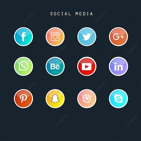 colorful social media icons on black background