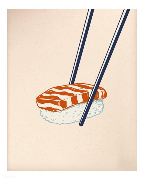 Download premium illustration of Sushi wall art print and poster ...