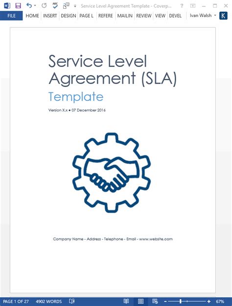 Service Level Agreement (SLA) Template (MS Word/Excel) – Templates, Forms, Checklists for MS ...