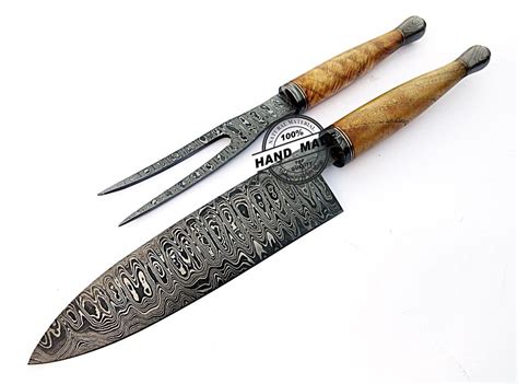 Damascus Chef Knives Set Custom Handmade Damascus Steel Kitchen