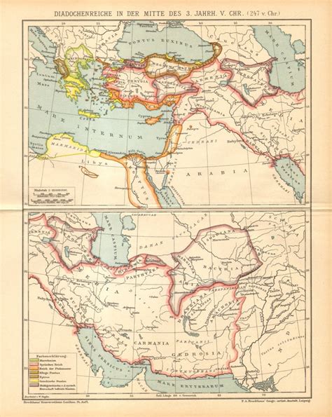 1894 KINGDOMS of the DIADOCHI 247 BC Antique Map Successors | Etsy