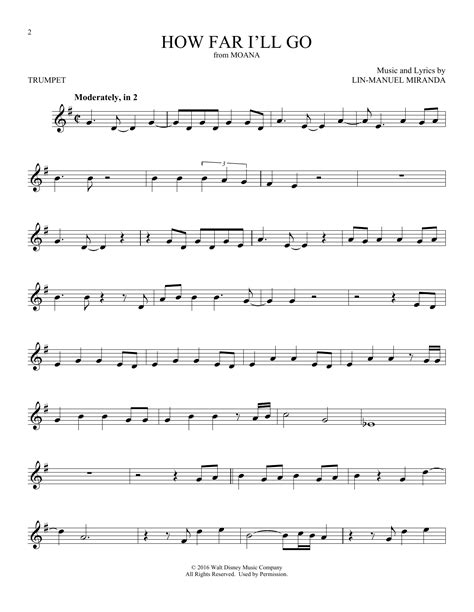 How Far I'll Go (from Moana) (Trumpet Solo) - Print Sheet Music Now