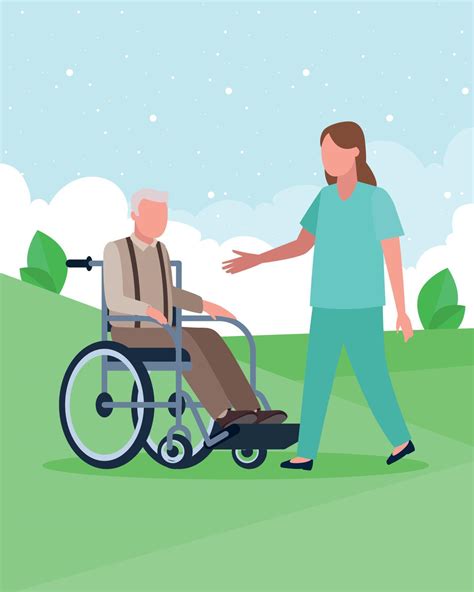 geriatrics nurse and old man 10436882 Vector Art at Vecteezy