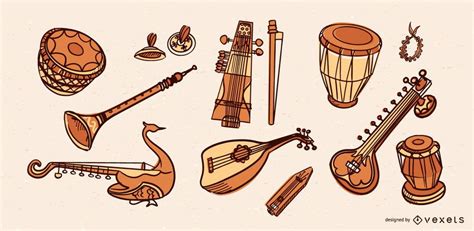 India music instruments vector pack - Vector download