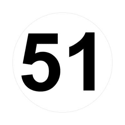 Number 51 White Black Stickers, Magnet | Wacky Print