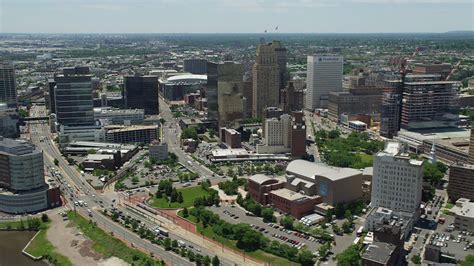 5K stock footage aerial video of Downtown Newark high-rises and the New ...