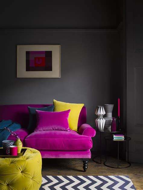 Saturday Sofa in Peony Cotton Matt Velvet | Velvet sofa living room, Colourful living room ...