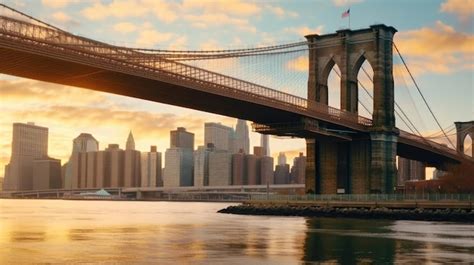 Premium AI Image | sunset on the brooklyn bridge