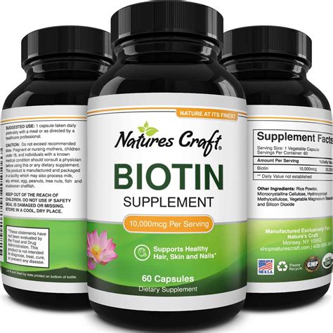 10000mcg Pure Biotin Pills Stop Hair Loss Thick Hair Growth by Natures Craft - Walmart.com ...